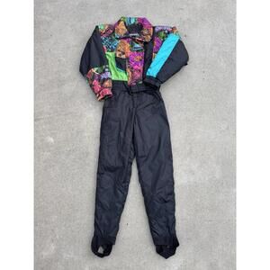 Vintage Snuggler Ski Wear Tapestry One Piece Snow Suit Womens 8 Retro 90s